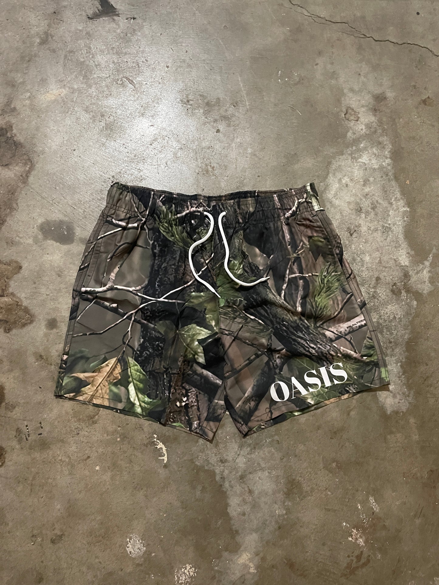 Vintage-Style Camo Swim Trunks